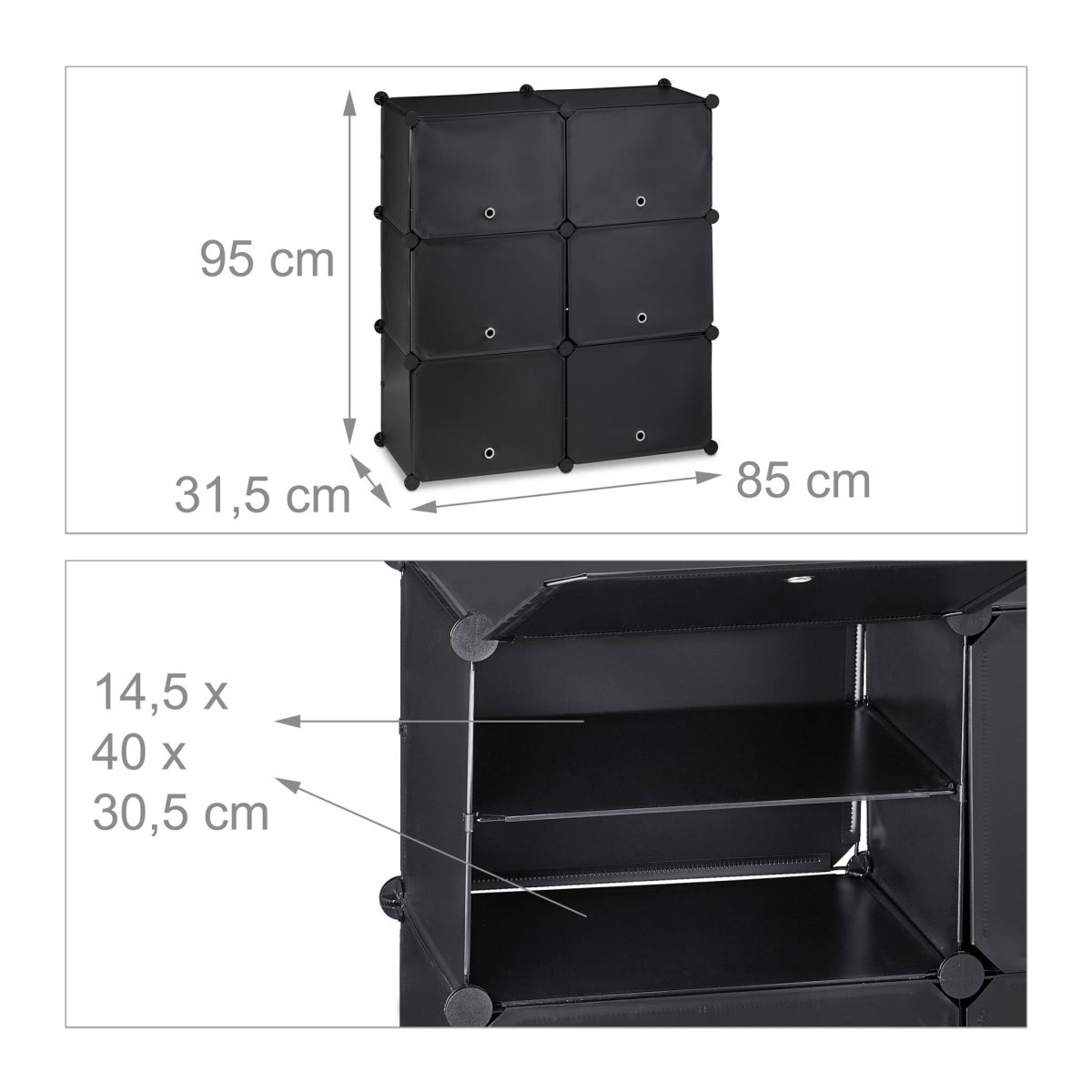 Pantofar cu 12 compartimente, Relaxdays, negru, pana la 24 perechi, 95 x 85 x 31,5 cm - imagine 7