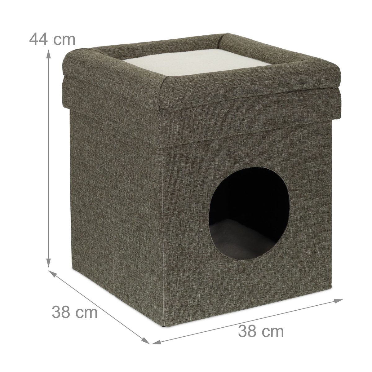 Scaun cu culcus pentru pisici, Relaxdays, 44 x 38 x 38 cm, MDF, gri/alb - imagine 7