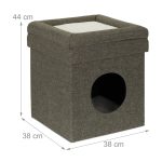 Scaun cu culcus pentru pisici, Relaxdays, 44 x 38 x 38 cm, MDF, gri/alb - imagine 7