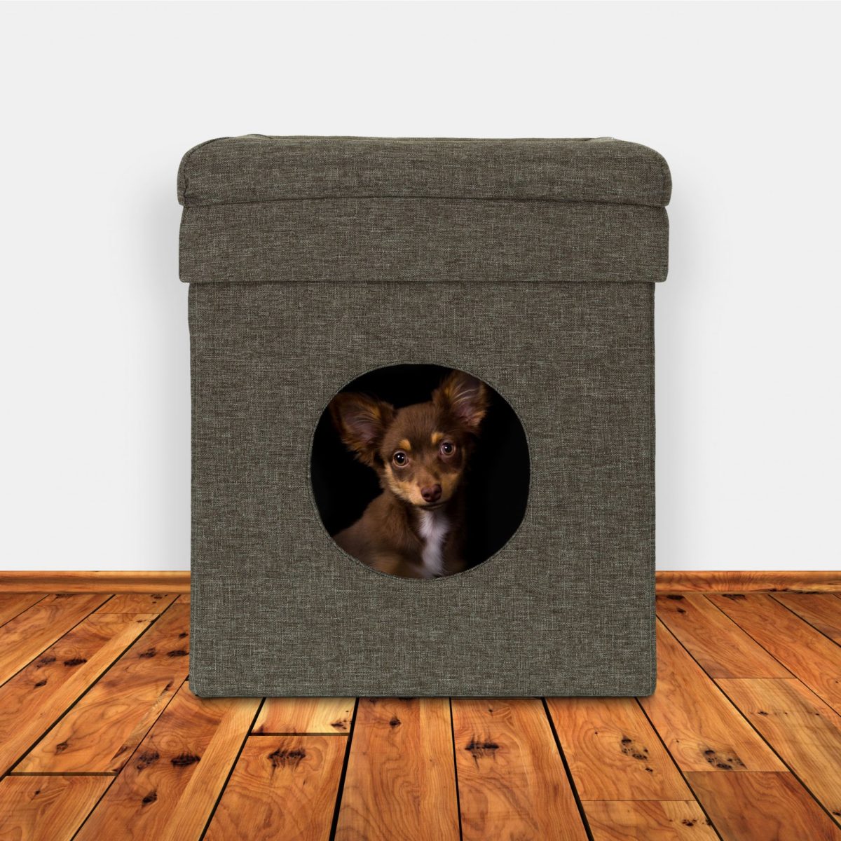 Scaun cu culcus pentru pisici, Relaxdays, 44 x 38 x 38 cm, MDF, gri/alb - imagine 8