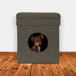 Scaun cu culcus pentru pisici, Relaxdays, 44 x 38 x 38 cm, MDF, gri/alb - imagine 8