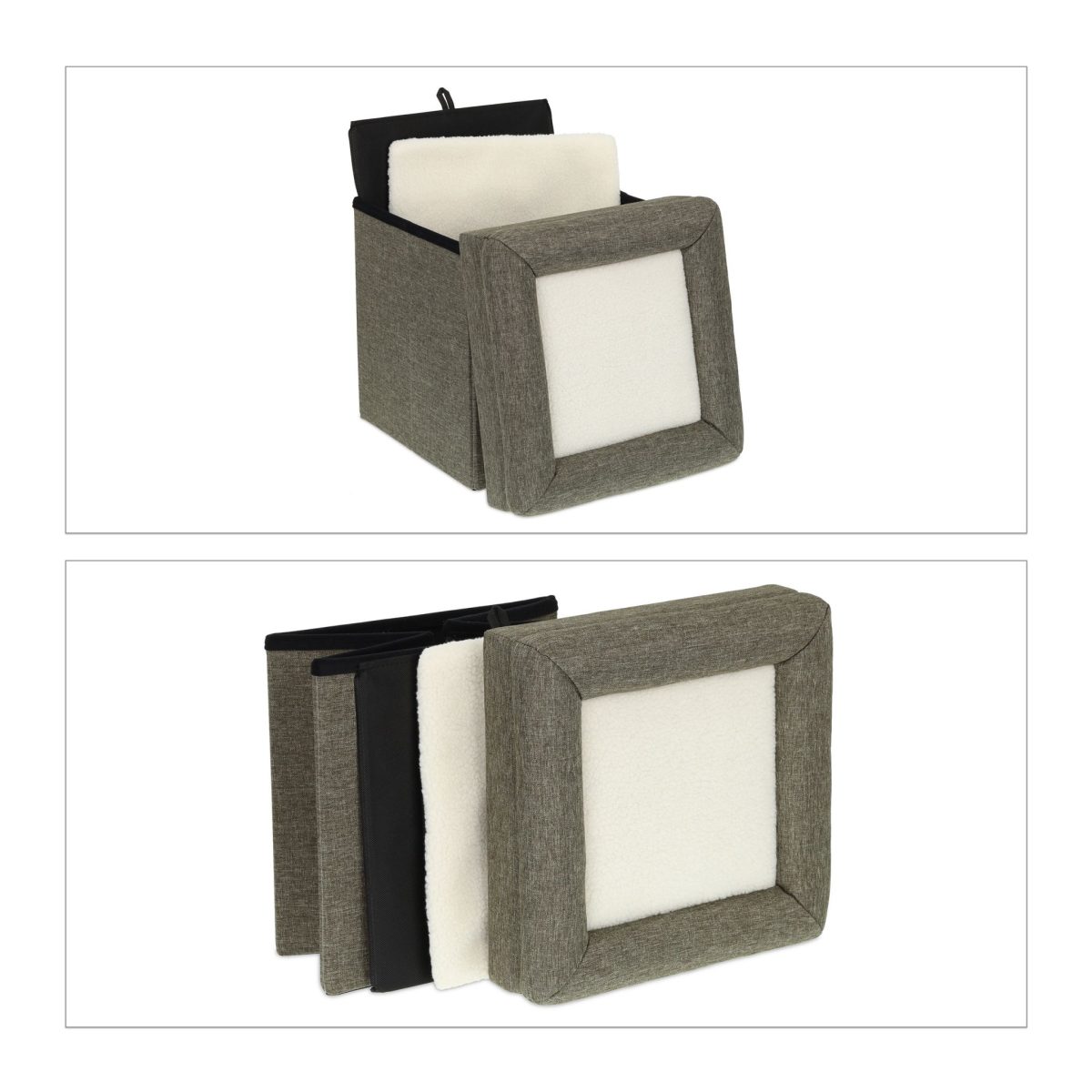 Scaun cu culcus pentru pisici, Relaxdays, 44 x 38 x 38 cm, MDF, gri/alb - imagine 3