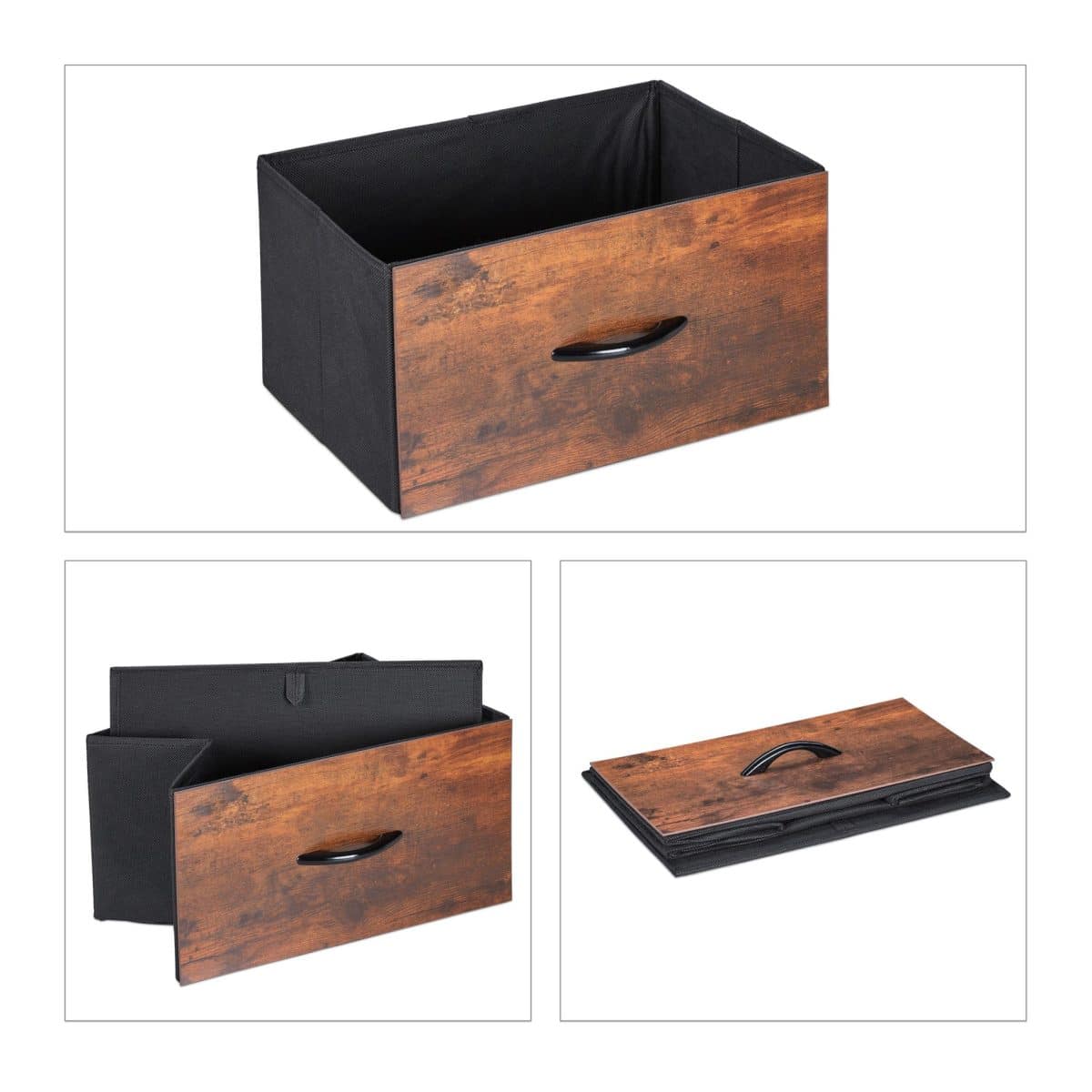 Comoda Relaxdays, model industrial, MDF, maro inchis, 92 x 45 x 30 cm - imagine 6