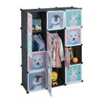Dulap pentru copii, 8 compartimente, sina pentru umerase, plastic, 145 x 109 x 37 cm