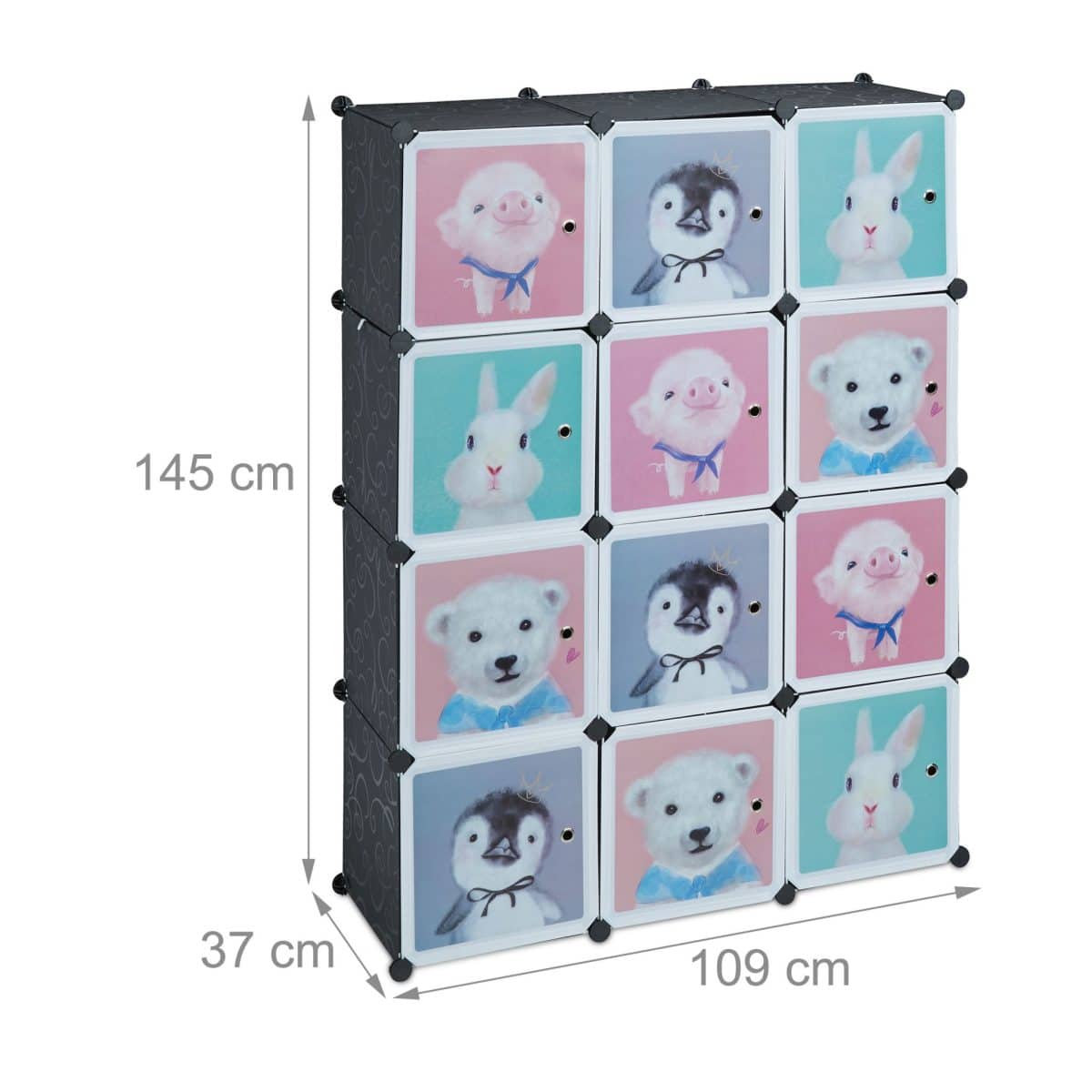 Dulap pentru copii, 8 compartimente, sina pentru umerase, plastic, 145 x 109 x 37 cm - imagine 4