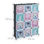 Dulap pentru copii, 8 compartimente, sina pentru umerase, plastic, 145 x 109 x 37 cm - imagine 4