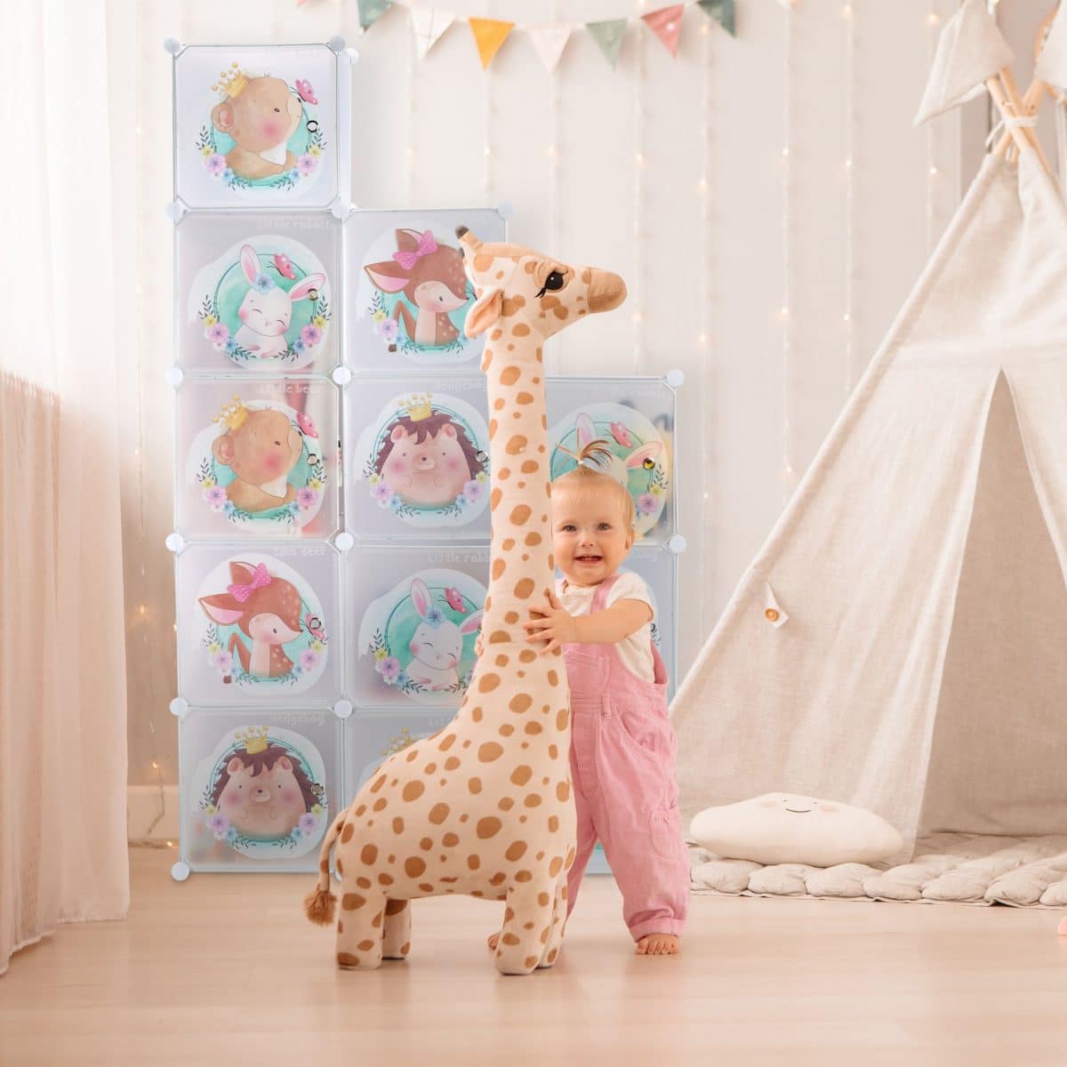 Dulap pentru copii, 10 compartimente, sina pentru umerase, plastic, alb, 145 x 110 x 37 cm - imagine 3