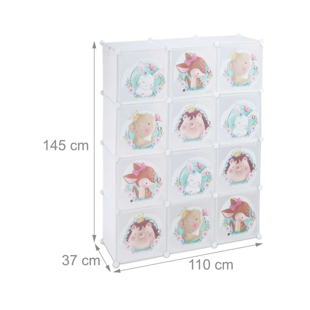 Dulap pentru copii, 10 compartimente, sina pentru umerase, plastic, alb, 145 x 110 x 37 cm - imagine 4