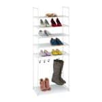 Pantofar cu 6 rafturi pentru pantofi, Relaxdays, 4 agatatori, dimensiuni 154 x 60 x 30 cm, capacitate 22 perechi pantofi, alb