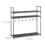 Suport cu 3 rafturi pentru pantofi, Relaxdays, 7 agatatori, dimensiuni 101 x 100 x 30 cm, capacitate 16 perechi pantofi, negru - imagine 2