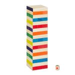 Joc turn tip Jenga, 54 de blocuri, 6 culori diferite, joc interactiv, de indemanare, societate,  27 x 7,5 x 7,5 cm
