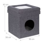 Casuta pentru pisici, capac detasabil, cu intrare rotunda, gri - imagine 4