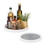 Organizator multifunctional rotativ pentru bucatarie, 2 bucati, cu suport condimente/sticle, alb/gri