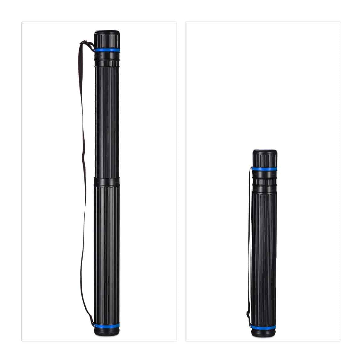 Rola telescopica, 2 bucati, pentru afise, schite sau postere, pana la dimensiunea A0, curea de transport reglabila, capac cu surub, 64 - 100 cm, plastic, negru/rosu - imagine 7