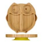 Farfurie pentru copii, ''Bufnita", din bambus, cu ventuza, 3 x 20,5 x 20 cm