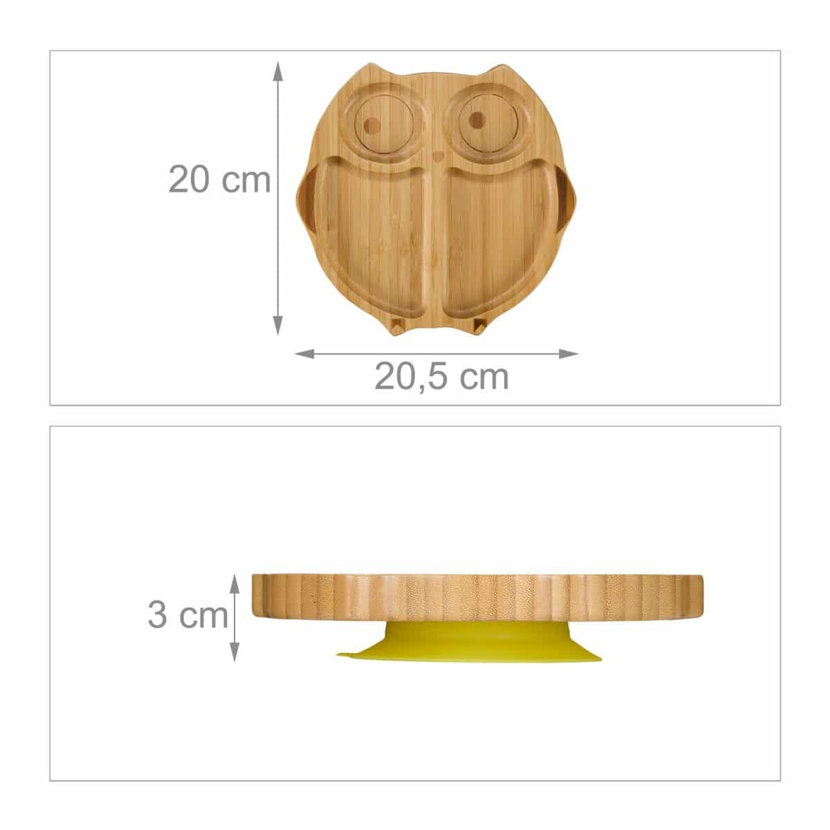 Farfurie pentru copii, ''Bufnita", din bambus, cu ventuza, 3 x 20,5 x 20 cm - imagine 4