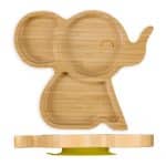 Farfurie pentru copii, ''Elefant", din bambus, cu ventuza, 3 x 23 x 19,5 cm