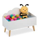Cutie pentru jucarii, design nor, alb, MDF, 45 x 60 x 30 cm