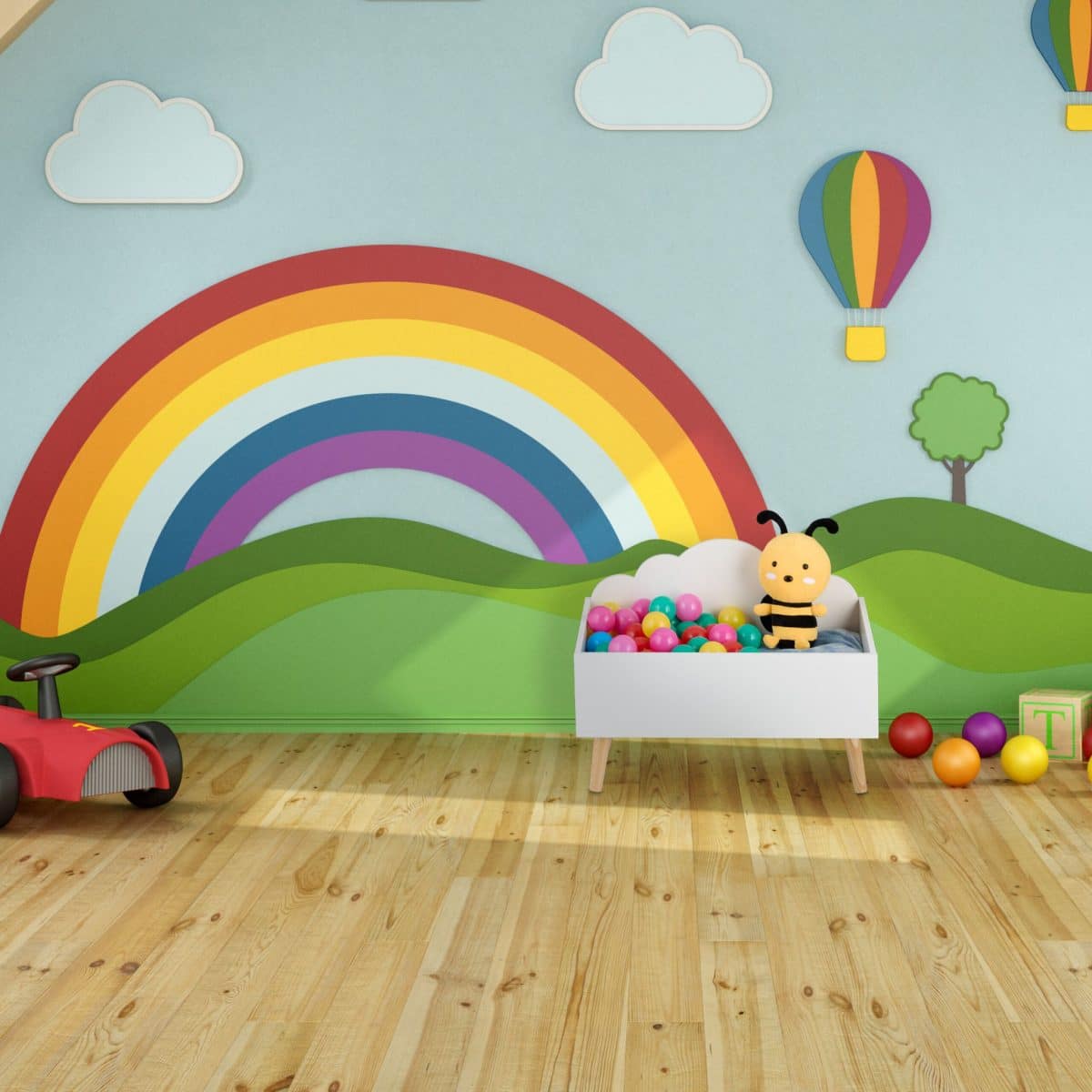 Cutie pentru jucarii, design nor, alb, MDF, 45 x 60 x 30 cm - imagine 2