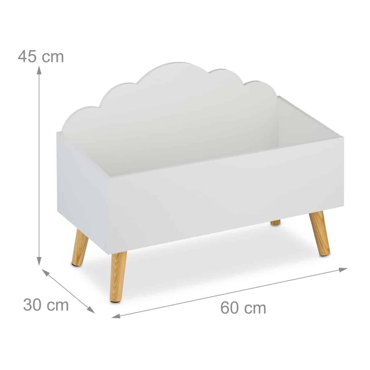Cutie pentru jucarii, design nor, alb, MDF, 45 x 60 x 30 cm - imagine 4