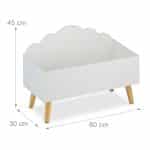 Cutie pentru jucarii, design nor, alb, MDF, 45 x 60 x 30 cm - imagine 4