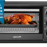 Cuptor electric cu convectie OptimumX, 20 L, 1380 W, 6 functii de coacere, temperatura 90-230 °, gratar si tava de copt incluse, 33.5 x 45.8 x 28.9 cm
