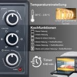 Cuptor electric cu convectie OptimumX, 20 L, 1380 W, 6 functii de coacere, temperatura 90-230 °, gratar si tava de copt incluse, 33.5 x 45.8 x 28.9 cm - imagine 4