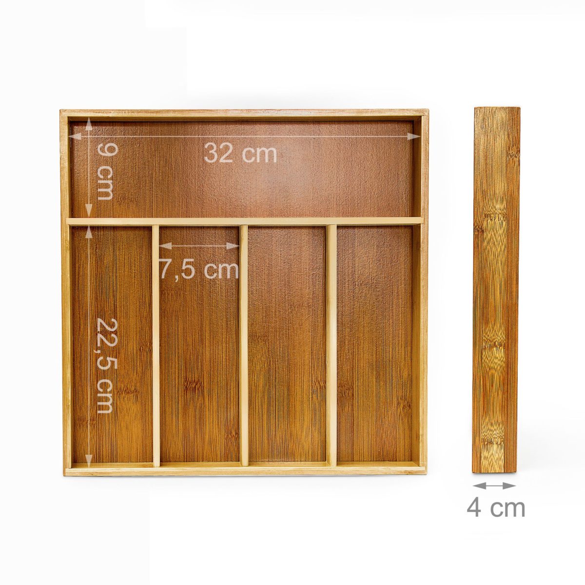 Suport pentru tacamuri, din bambus, natur, 4 x 34 x 33,5 cm - imagine 3