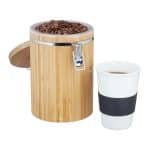 Cutie bambus depozitare cafea, maro/gr, 20 x 13,5 x 13,5 x cm