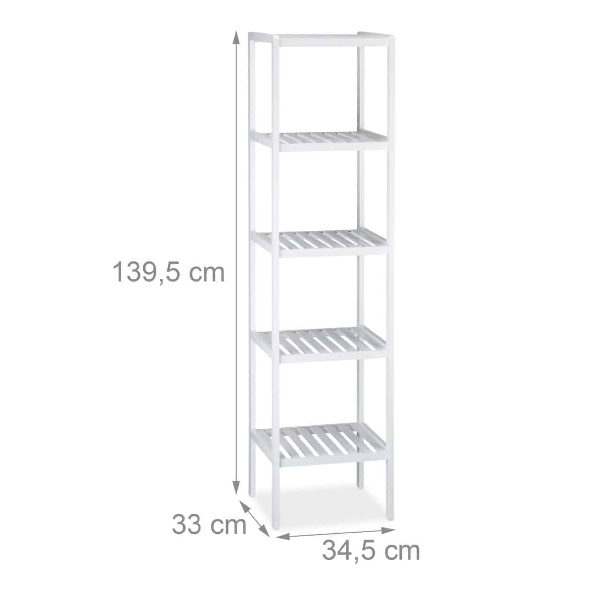 Raft din bambus, universal, alb, baie/bucatarie, 139,5 x 34,5 x 33 cm - imagine 4
