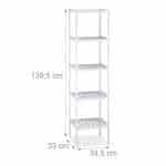Raft din bambus, universal, alb, baie/bucatarie, 139,5 x 34,5 x 33 cm - imagine 4