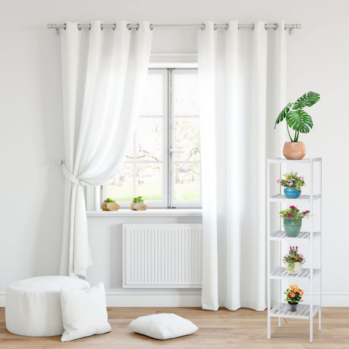 Raft din bambus, universal, alb, baie/bucatarie, 139,5 x 34,5 x 33 cm - imagine 6