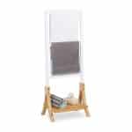 Suport prosoape cu 3 sine, raft, bambus/MDF, alb/natur