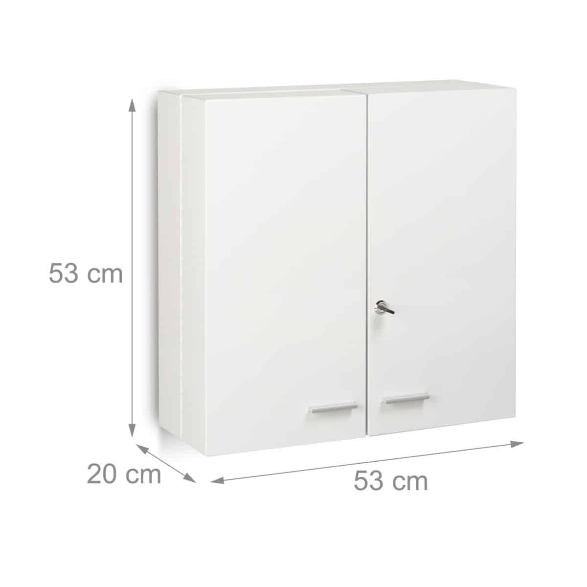 Dulap de medicamente XXL Premium, 11 compartimente, otel, alb, 2 chei, inchidere magnetica, 53 x 53 x 20 cm - imagine 3