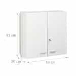 Dulap de medicamente XXL Premium, 11 compartimente, otel, alb, 2 chei, inchidere magnetica, 53 x 53 x 20 cm - imagine 3