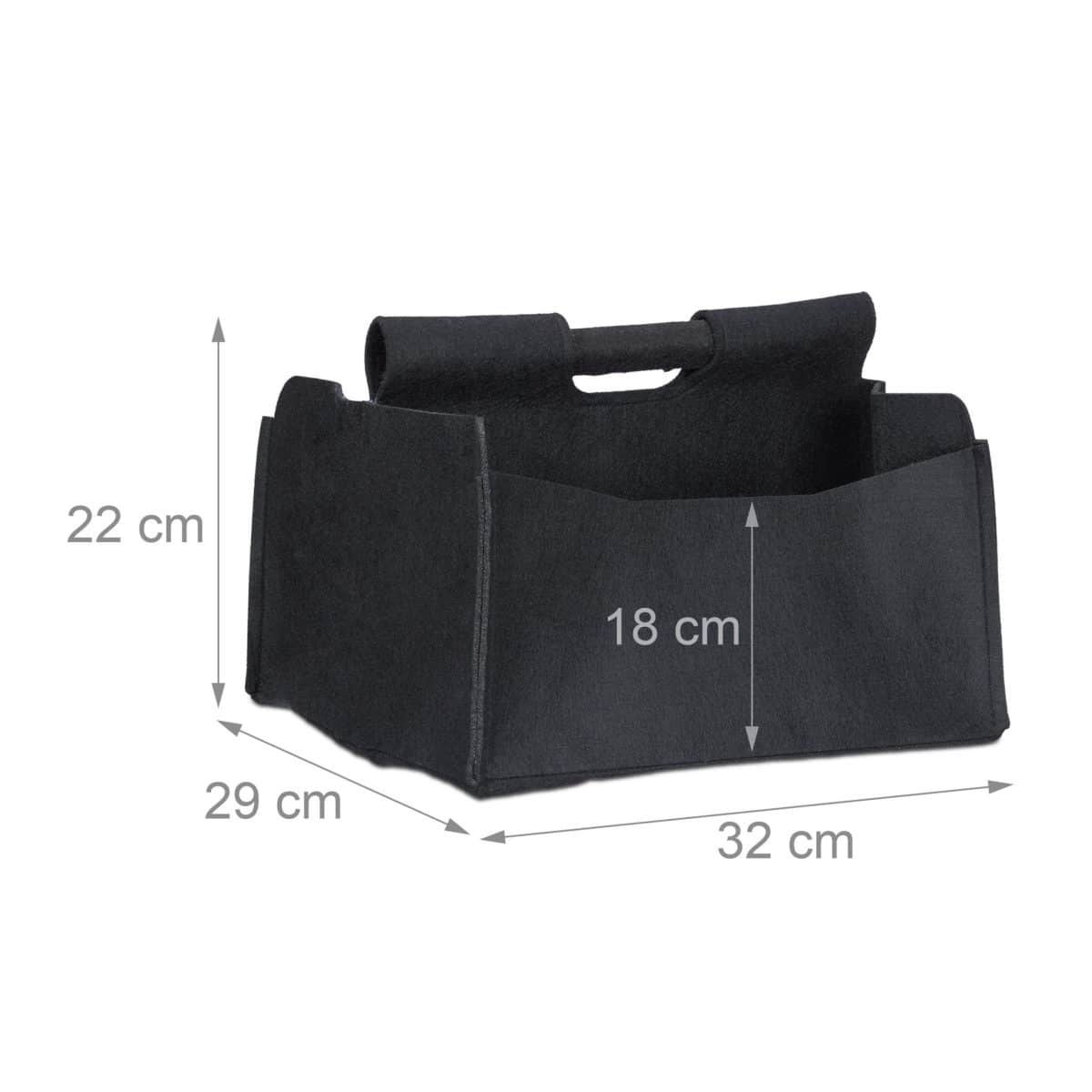 Cos din pasla, pentru depozitare, 2 compartimente, pliabil, 22 x 32 x 29 cm, negru - imagine 4