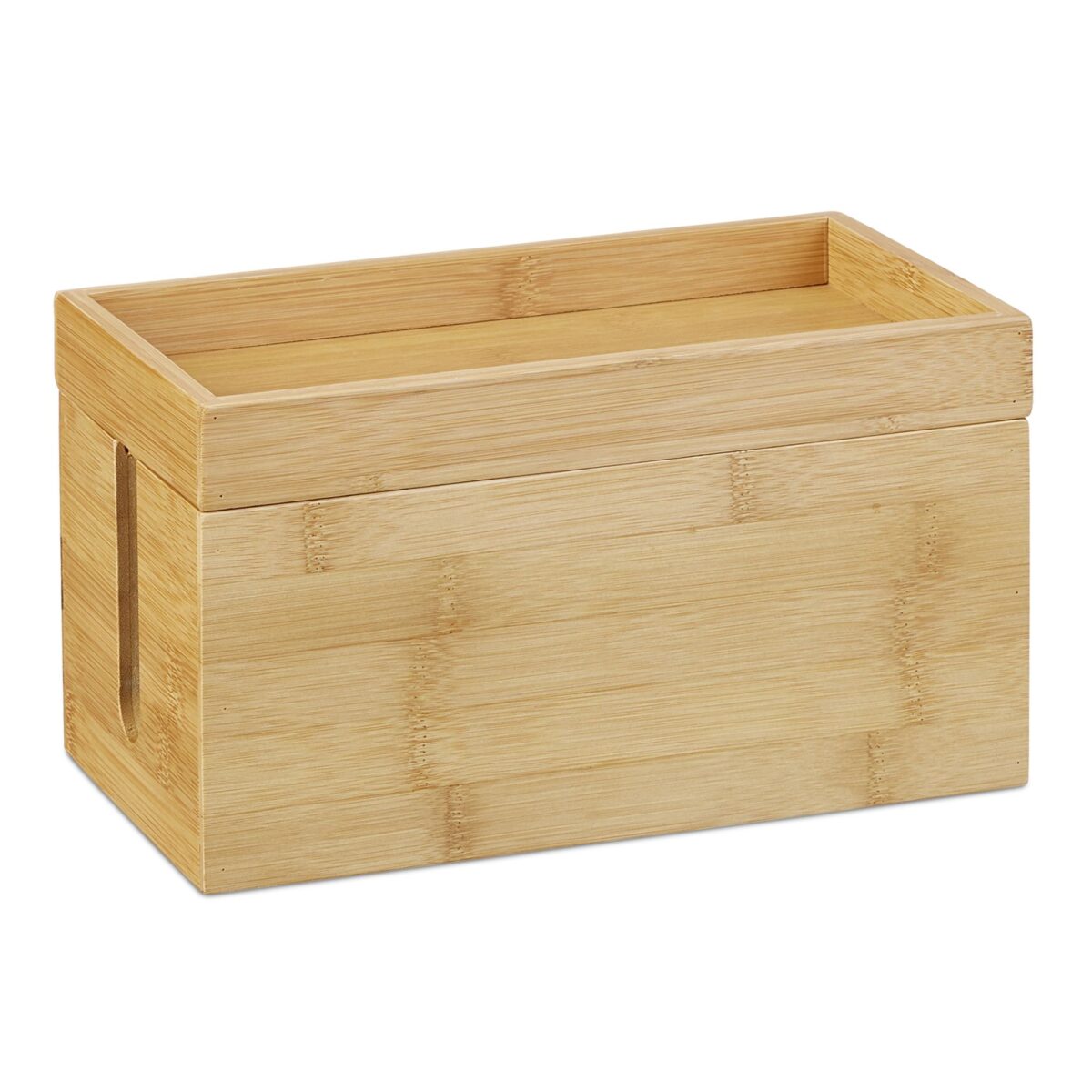 Organizator de cabluri practic, cutie bambus natur, 25x14x14 cm, Relaxdays - imagine 7