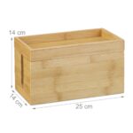 Organizator de cabluri practic, cutie bambus natur, 25x14x14 cm, Relaxdays - imagine 3