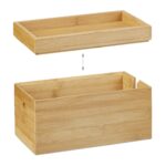 Organizator de cabluri practic, cutie bambus natur, 25x14x14 cm, Relaxdays - imagine 5