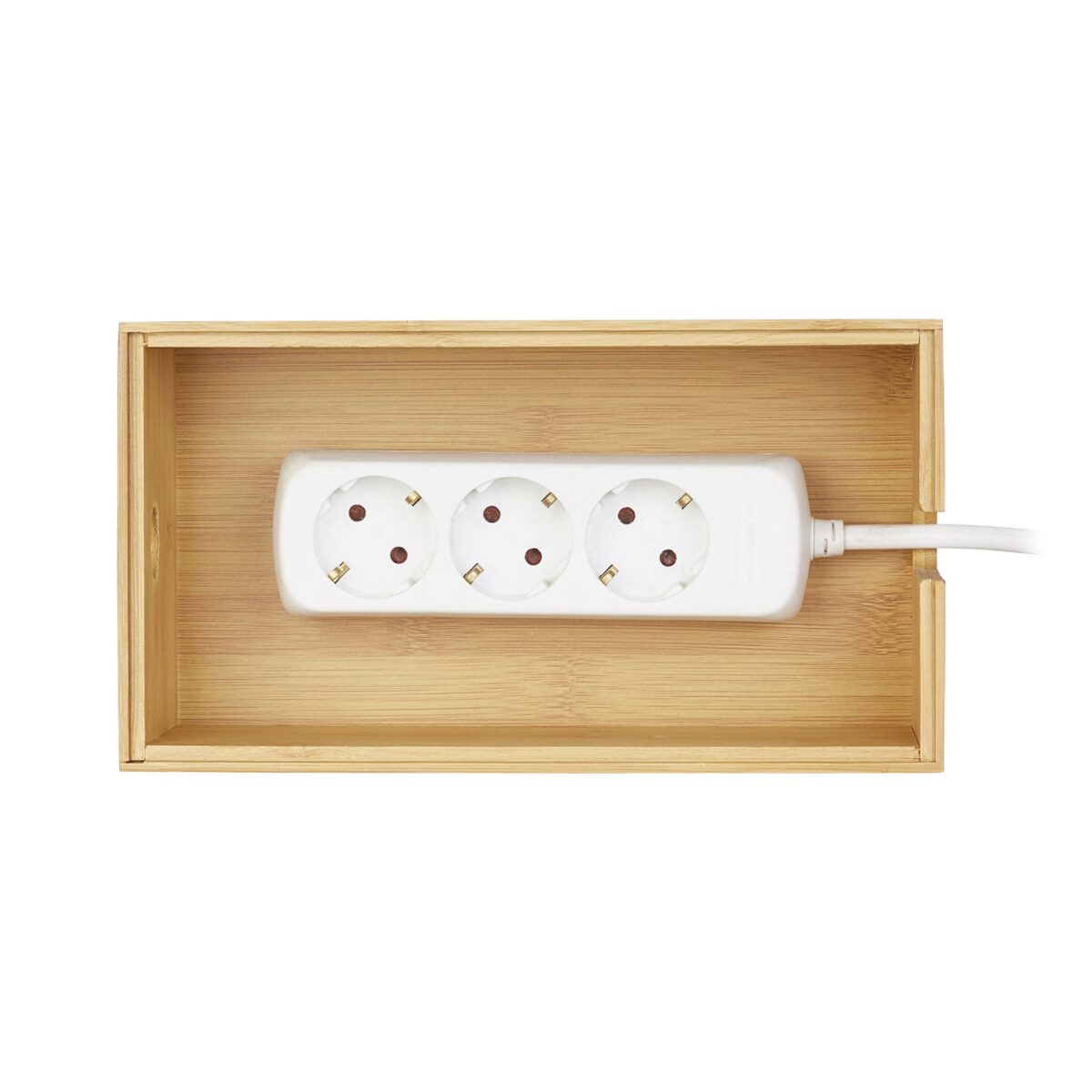 Organizator de cabluri practic, cutie bambus natur, 25x14x14 cm, Relaxdays - imagine 2