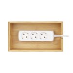 Organizator de cabluri practic, cutie bambus natur, 25x14x14 cm, Relaxdays - imagine 2