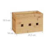 Organizator de cabluri, cutie din bambus, 16,5 x 25,5 x 14 cm, Relaxdays - imagine 4