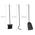 Set ustensile semineu modern 4 piese cu suport, otel si inox – lopata, carlig, matura, design elegant - imagine 3