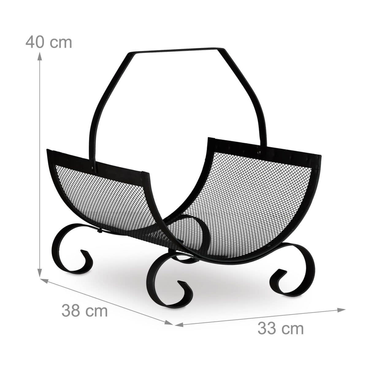 Suport lemne pentru soba sau semineu, 40 x 33 x 38 cm, negru - imagine 2