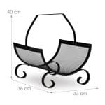 Suport lemne pentru soba sau semineu, 40 x 33 x 38 cm, negru - imagine 2