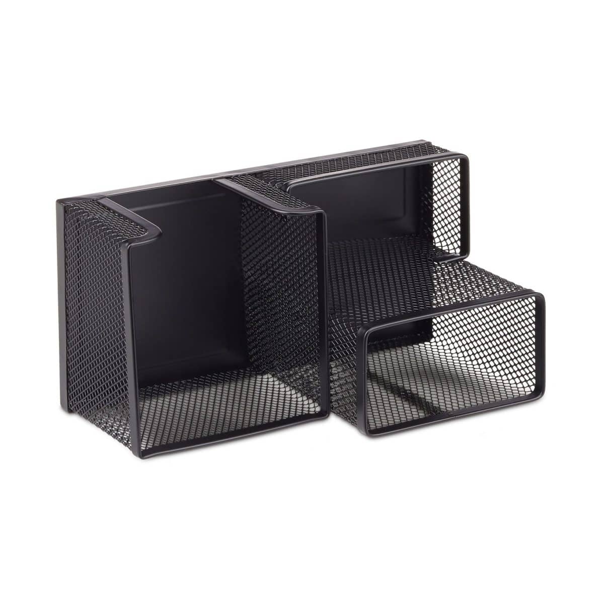 Organizator de birou, 3 compartimente, negru, 10 x 18,5 x 9,5 cm, Relaxdays - imagine 7