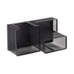 Organizator de birou, 3 compartimente, negru, 10 x 18,5 x 9,5 cm, Relaxdays - imagine 7