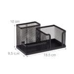 Organizator de birou, 3 compartimente, negru, 10 x 18,5 x 9,5 cm, Relaxdays - imagine 4