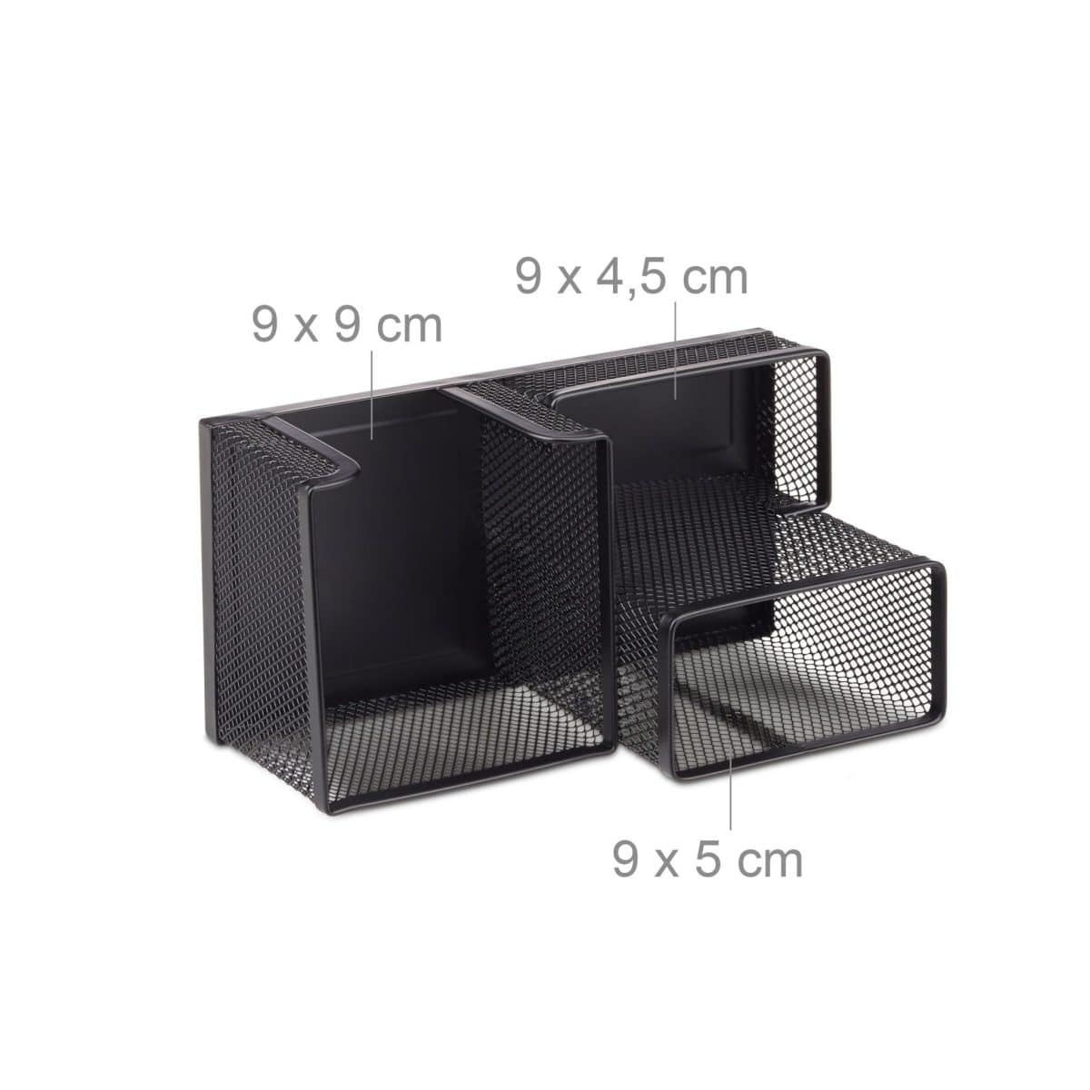 Organizator de birou, 3 compartimente, negru, 10 x 18,5 x 9,5 cm, Relaxdays - imagine 5