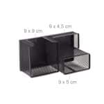 Organizator de birou, 3 compartimente, negru, 10 x 18,5 x 9,5 cm, Relaxdays - imagine 5